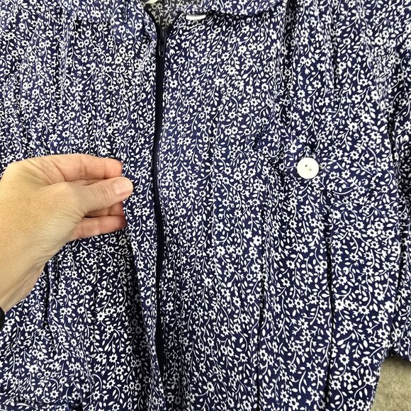 Vintage 80-90's All That Jazz Floral Belted Midi Dress Blue/White Size S Vintage - Picture 4 of 12
